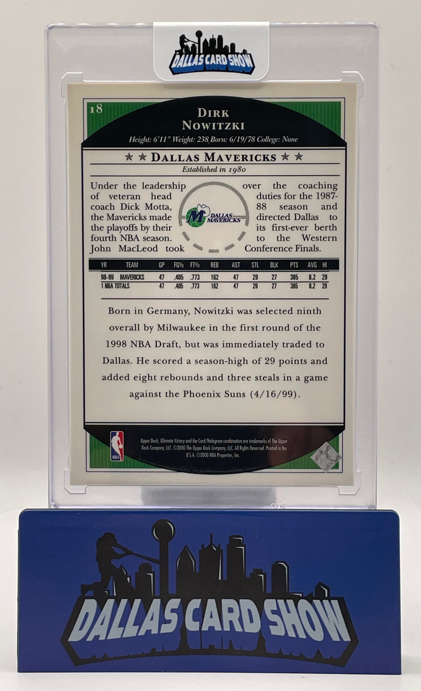 2000 Upper Deck #18 Dirk Nowitzki Ultimate Victory Wave /100