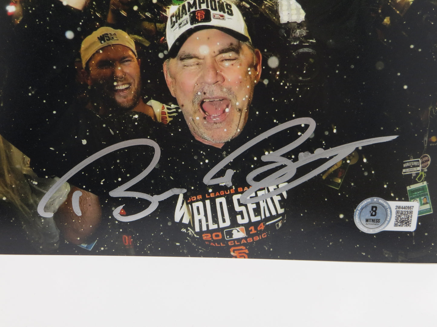 BRUCE BOCHY San Francisco Giants SIGNED World Champs 8x10 PHOTO Texas Rangers BAS