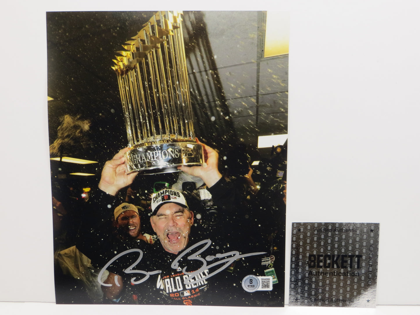 BRUCE BOCHY San Francisco Giants SIGNED World Champs 8x10 PHOTO Texas Rangers BAS