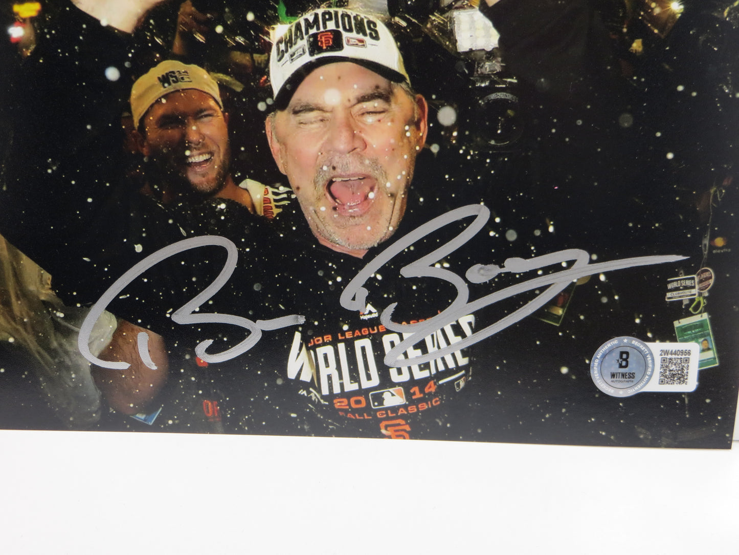 BRUCE BOCHY San Francisco Giants SIGNED World Champs 8x10 PHOTO Texas Rangers BAS