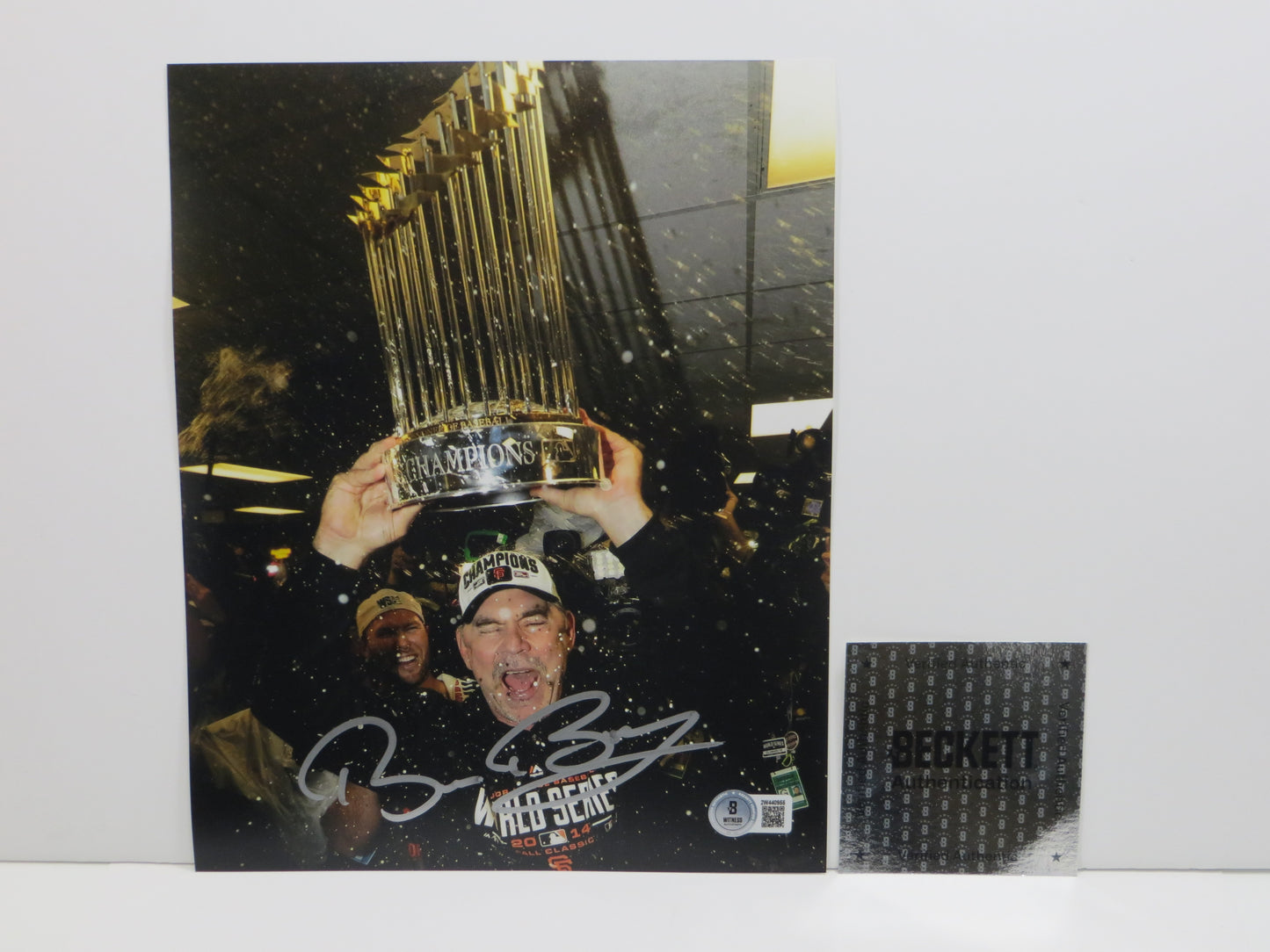 BRUCE BOCHY San Francisco Giants SIGNED World Champs 8x10 PHOTO Texas Rangers BAS