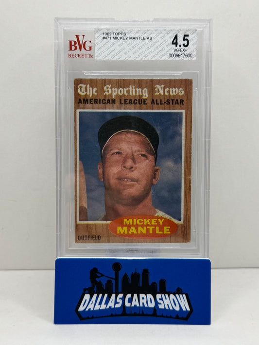 1962 Topps #471 Mickey Mantle A.L All-Star BVG 4.5
