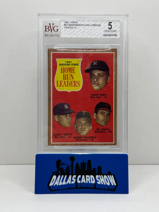 1962 Topps #53 Home Run Leaders Mickey Mantle BVG 5