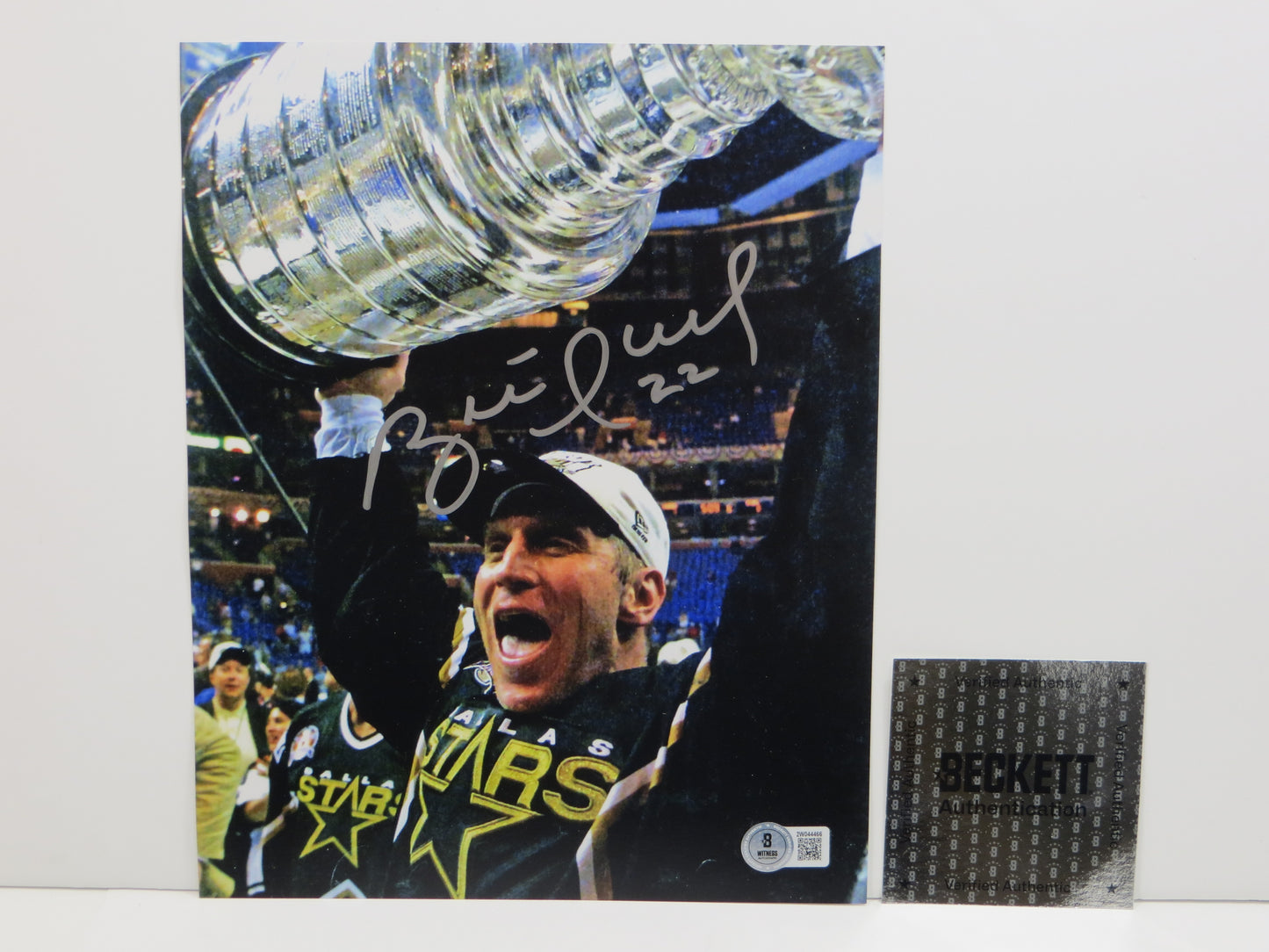 BRETT HULL Dallas Stars SIGNED Stanley Cup 8x10 PHOTO Blues Red Wings BAS