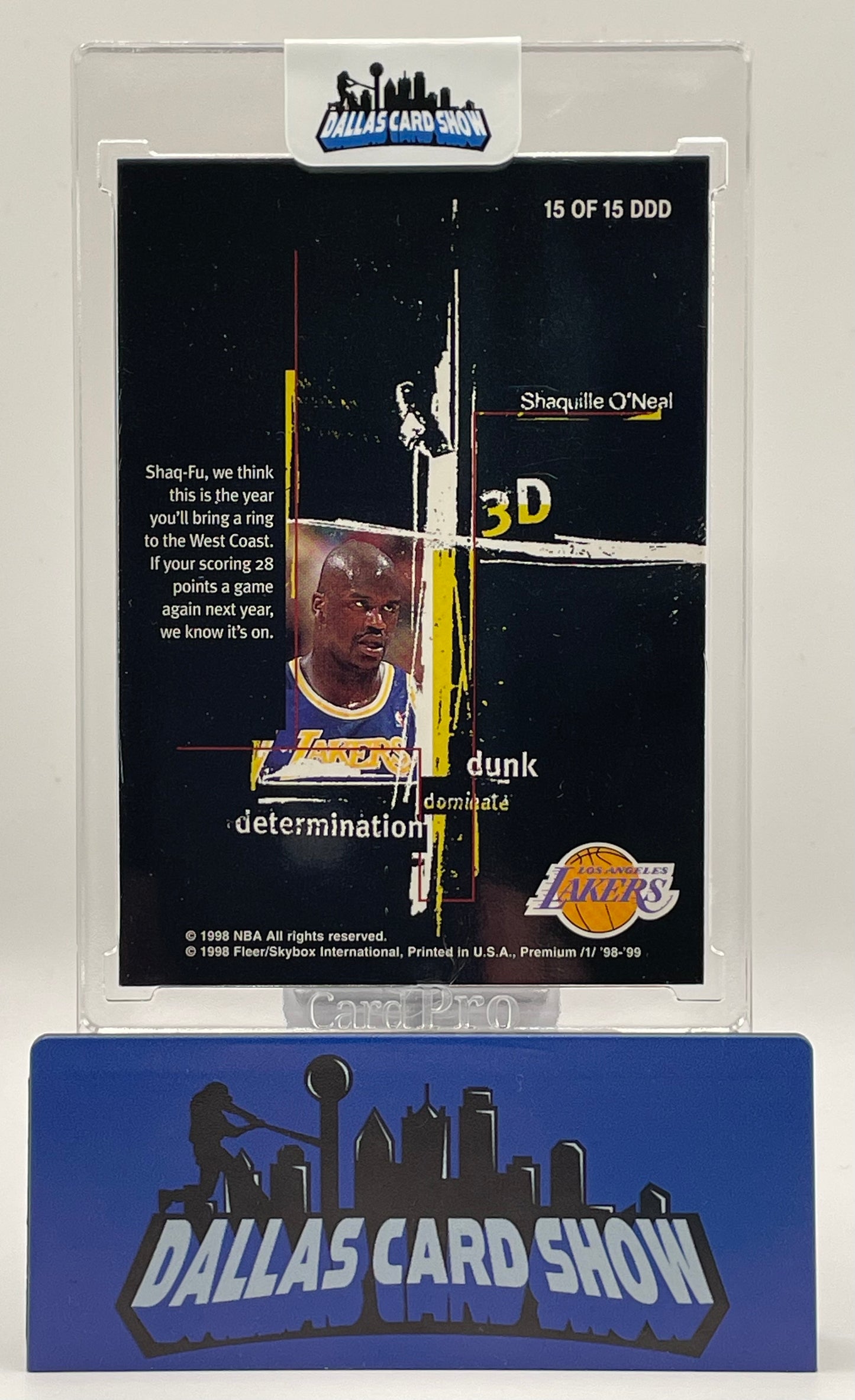 1998-99 Skybox Premium 3D's Shaquille O'Neal Dunk Dominate #15 Lakers U759 Rare