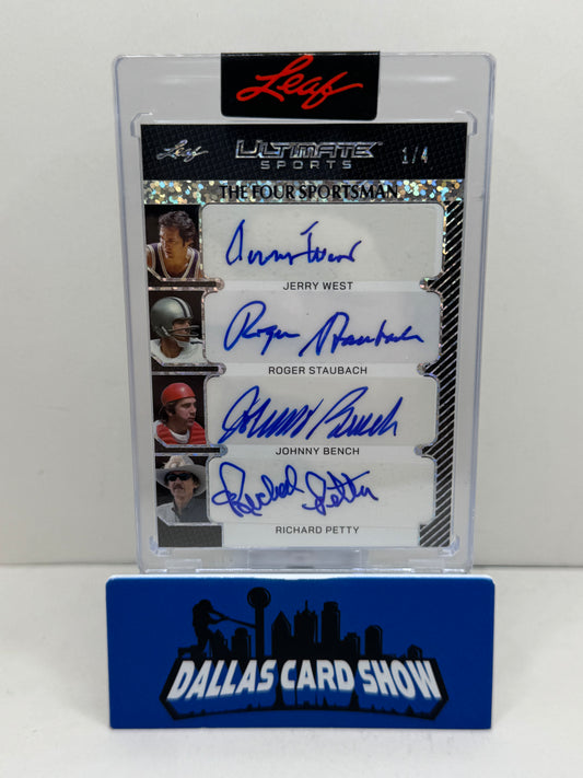 2024 Leaf Ultimate Sports #FS-7 West,Staubach,Bench,Petty The Four Sportsman Auto /4