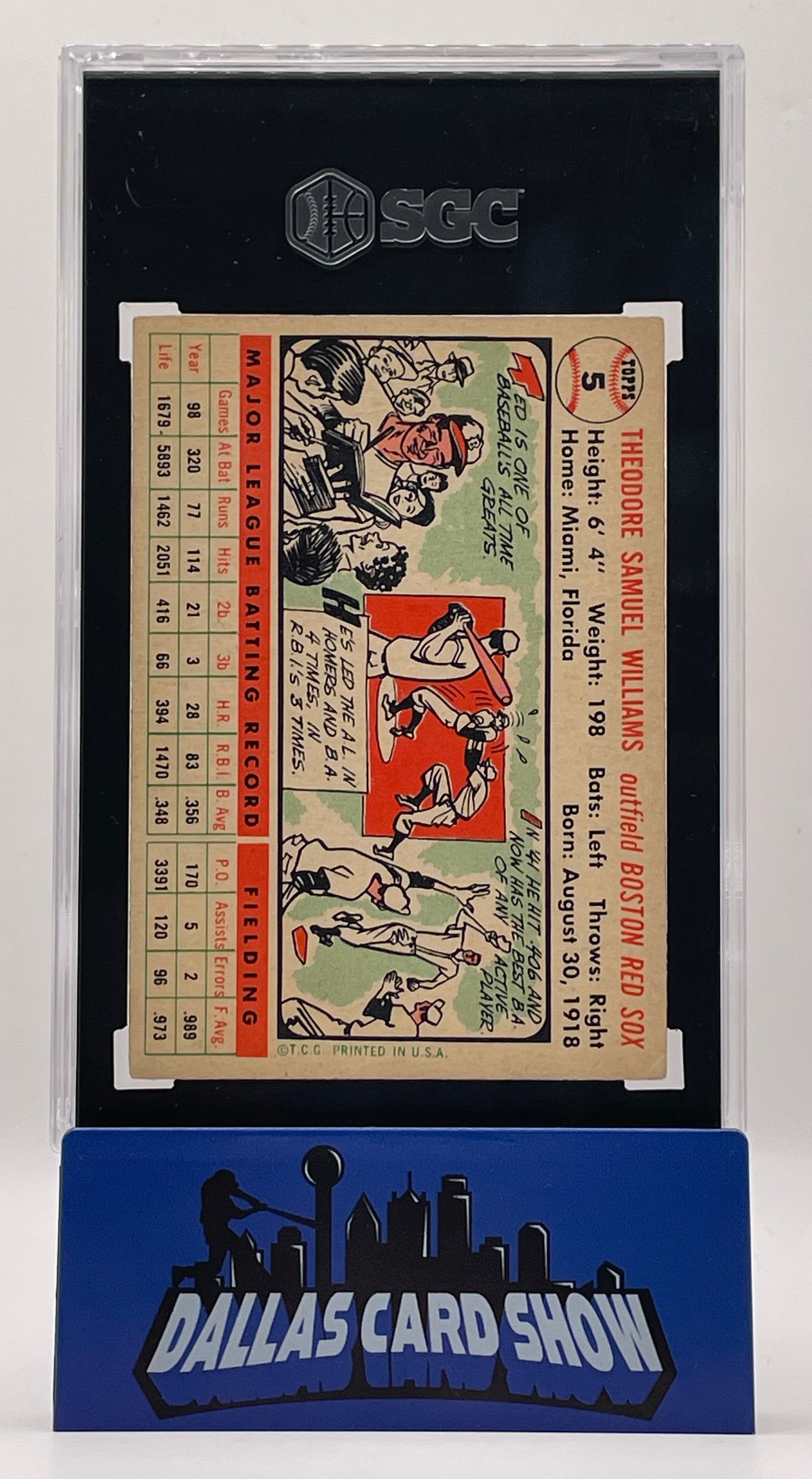 1956 Topps #5 Ted Williams White Back SGC 1