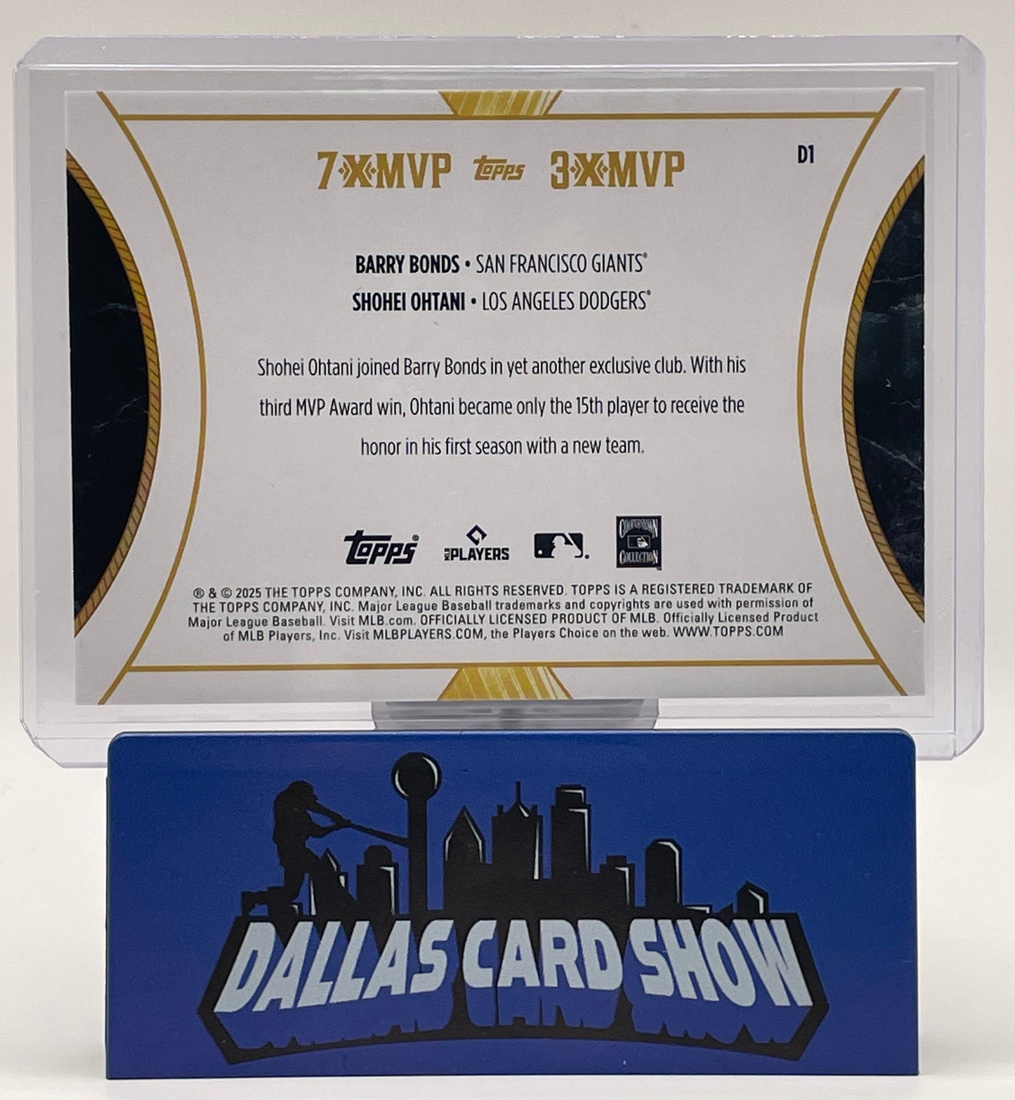2025 Topps Welcome to the MVP Club Dual #D1 Barry Bonds Shohei Ohtani Dodgers