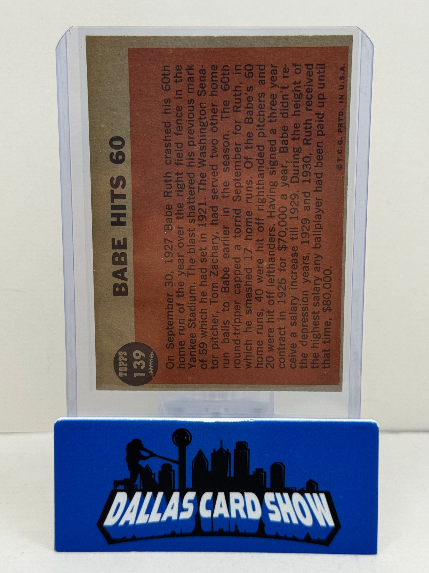1962 Topps Babe Ruth #139 (Babe Hits 60)