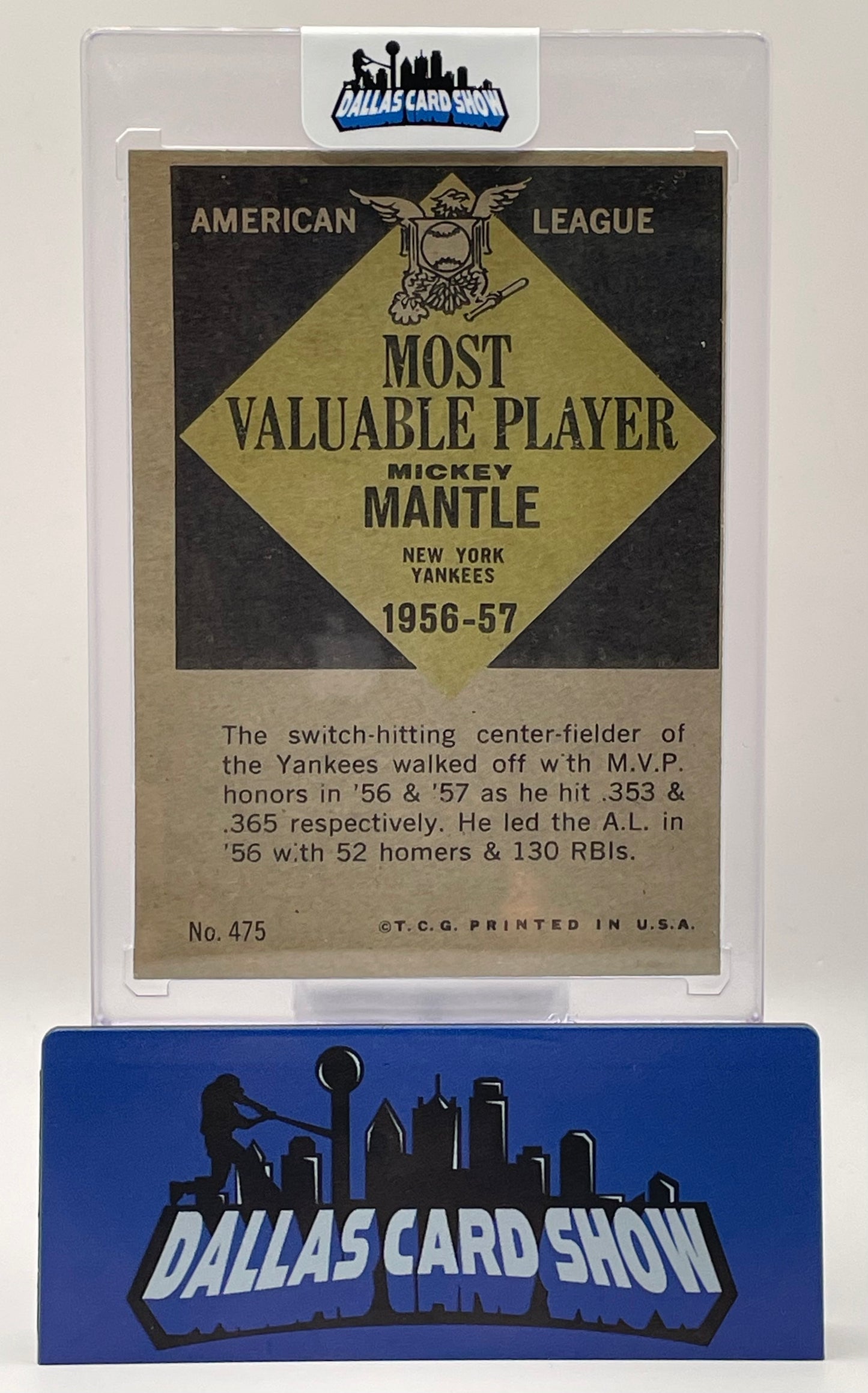 1961 Topps Mickey Mantle MVP #475 American League New York Yankees