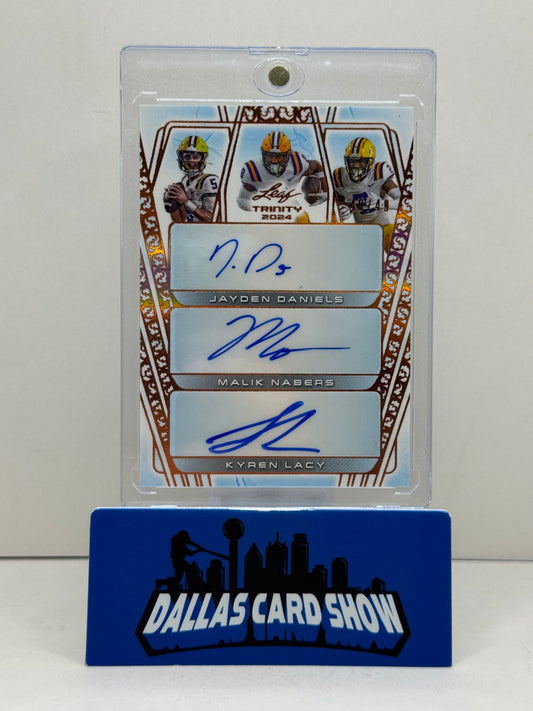 2024 Leaf Trinity Triple Autograph #ta-7 Jayden Daniels/Malik Nabers/Kyren Lacy #49/49