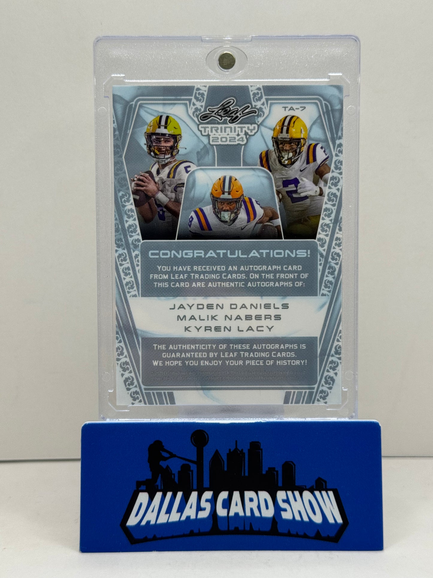 2024 Leaf Trinity Triple Autograph #ta-7 Jayden Daniels/Malik Nabers/Kyren Lacy #49/49
