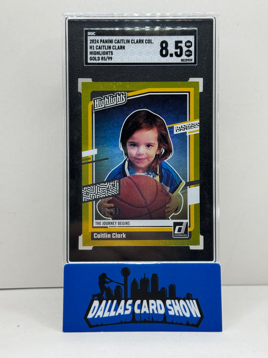 2024 Panini Caitlin Clark Collection #H1 Gold #85/99 SGC 8.5