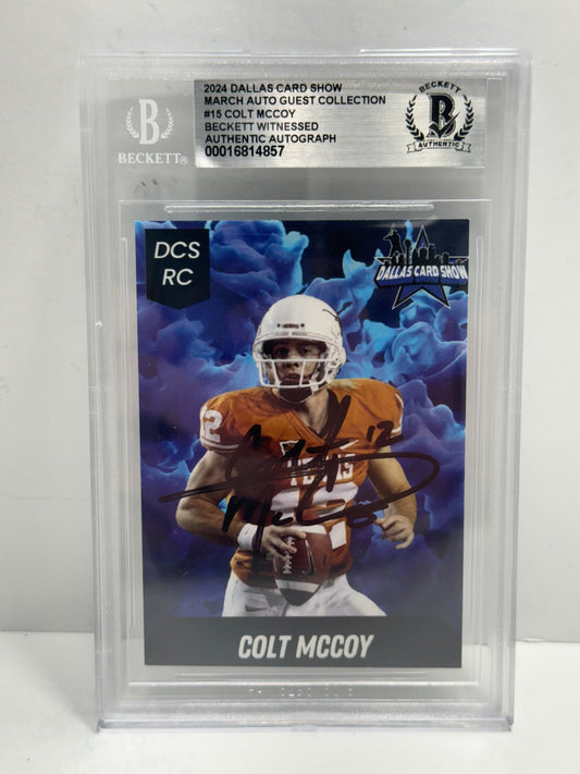 2024 Dallas Card Show Colt McCoy #15 Beckett Witnessed Authentic Autograph (4857)