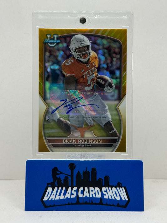 2022 Bowman U Chrome #70 Bijan Robinson Gold Prospect Autograph /50 Longhorns