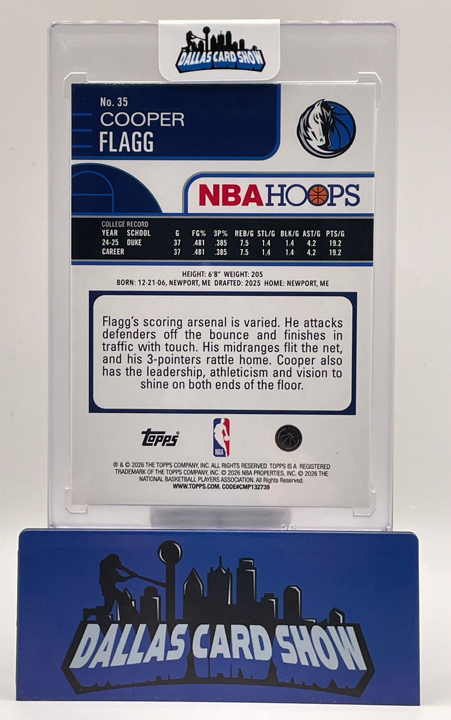 2025-26 Hoops #35 Cooper Flagg Green /75 Dallas Mavericks