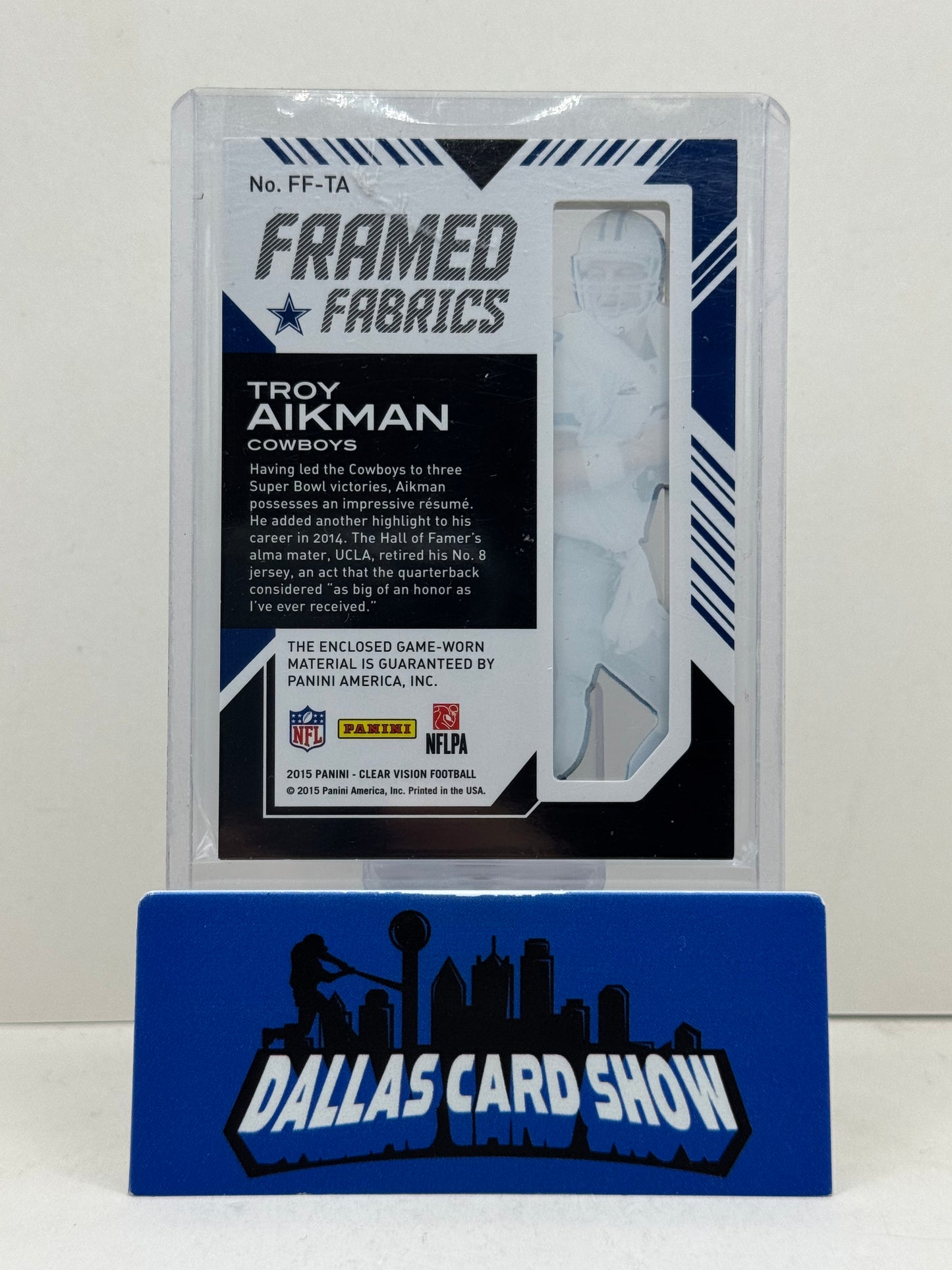 2015 Panini Clear Vision #FF-TA Troy Aikman Framed Fabrics Relic /99 Cowboys