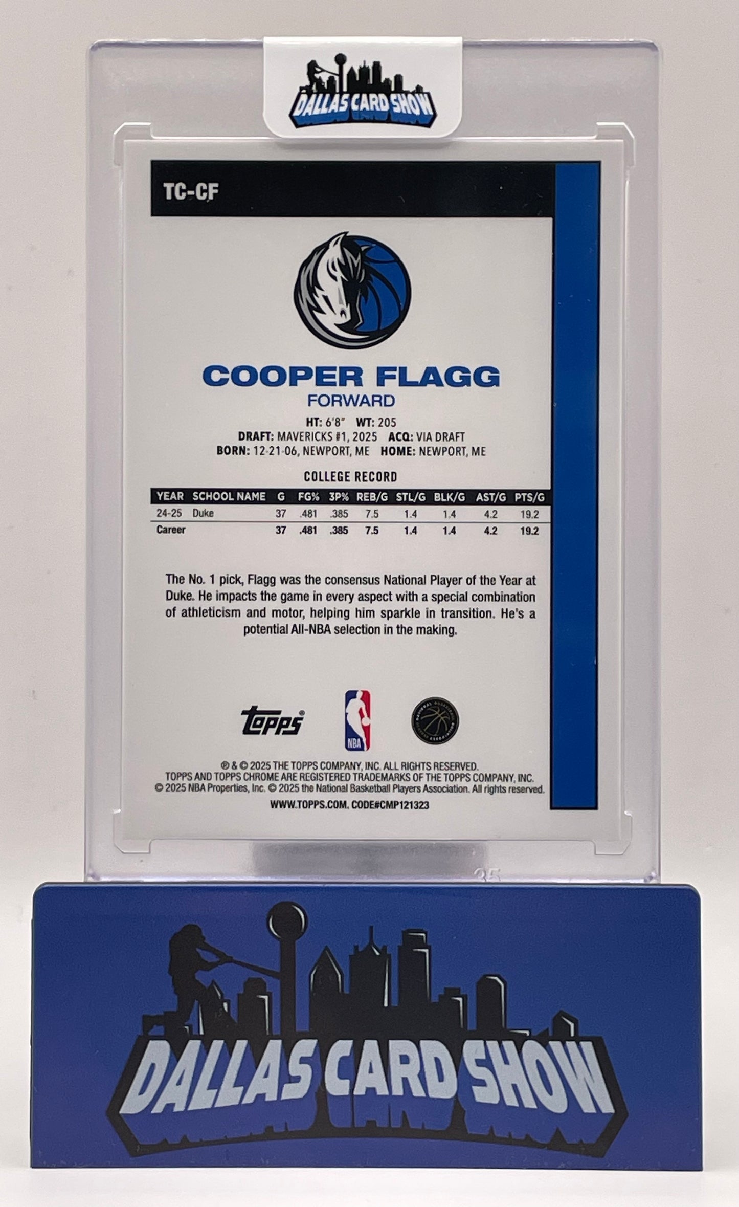2025-26 Topps Chrome #TC-CF Cooper Flagg 45th Silver Pack Mavericks