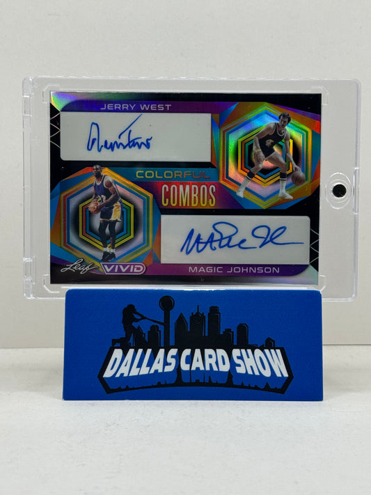 2023 Leaf Vivid #CC-28 Magic Johnson Jerry West Colorful Combos Autograph /20
