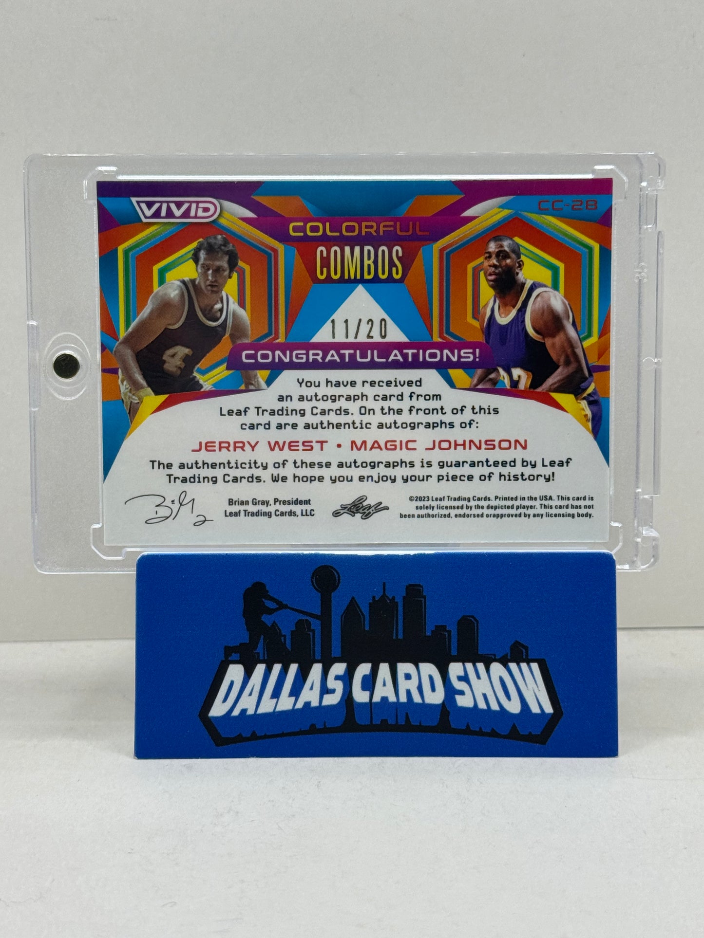 2023 Leaf Vivid #CC-28 Magic Johnson Jerry West Colorful Combos Autograph /20