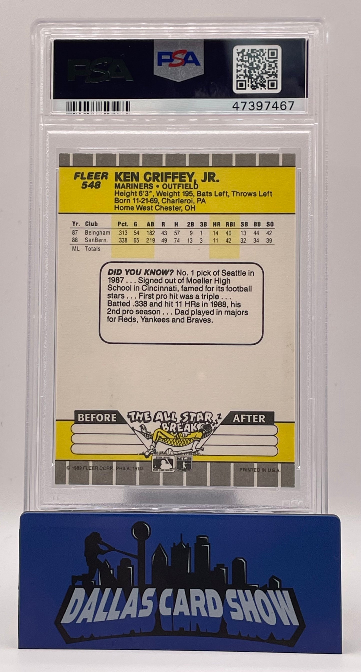 1989 Fleer #548 Ken Griffey Jr PSA 10