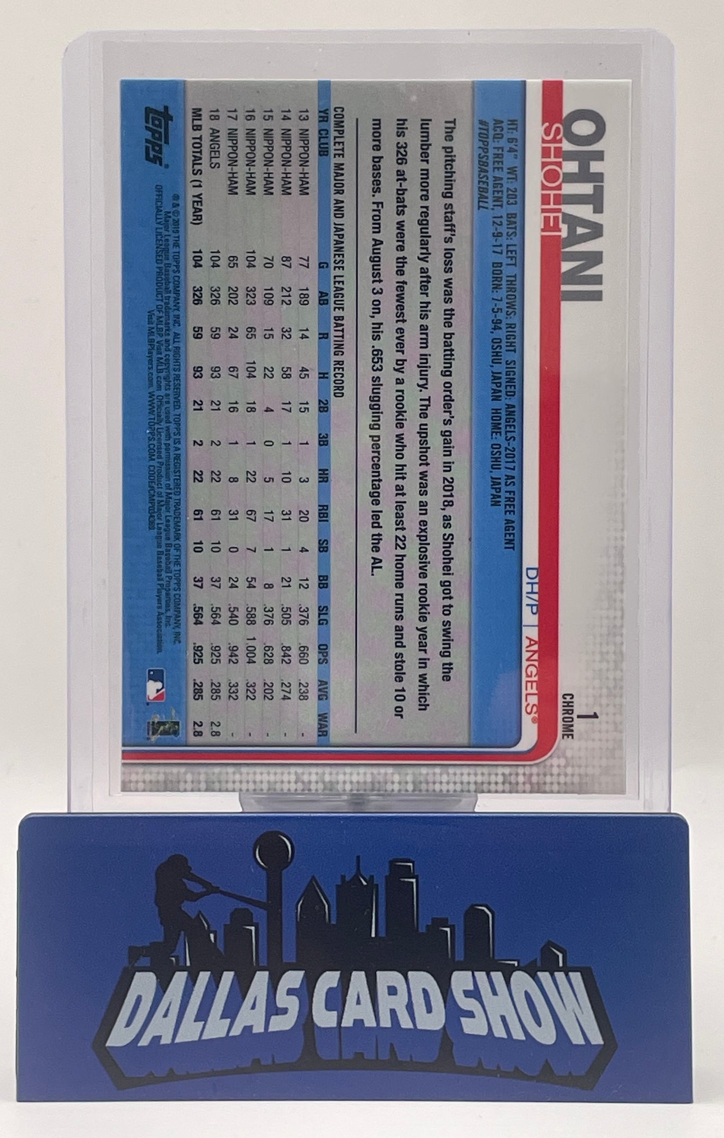 2019 Topps Chrome #1 Shohei Ohtani Dodgers