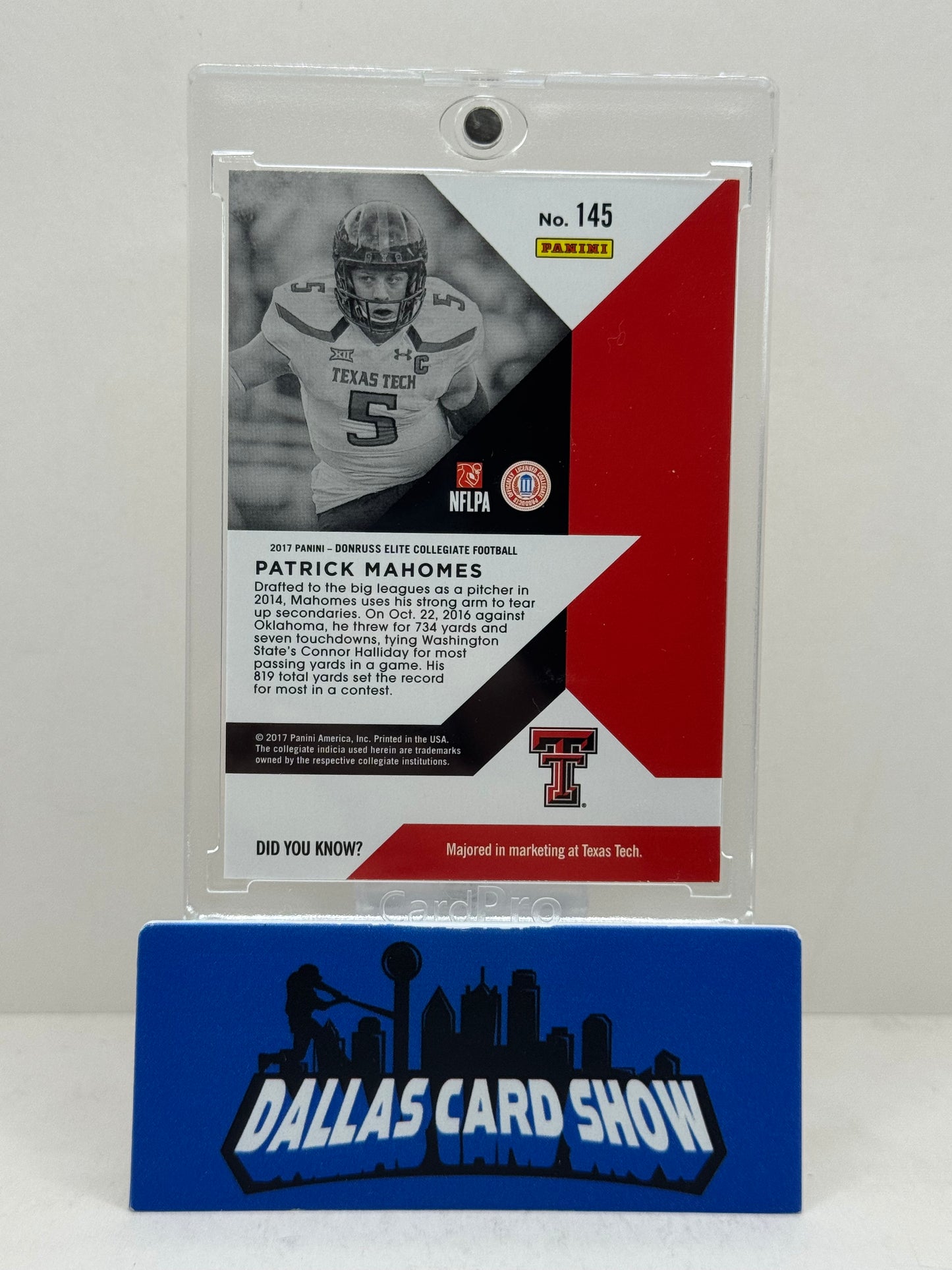 2017 Panini Elite Collegiate #145 Patrick Mahomes Aspirations Orange Rookie RC Texas Tech
