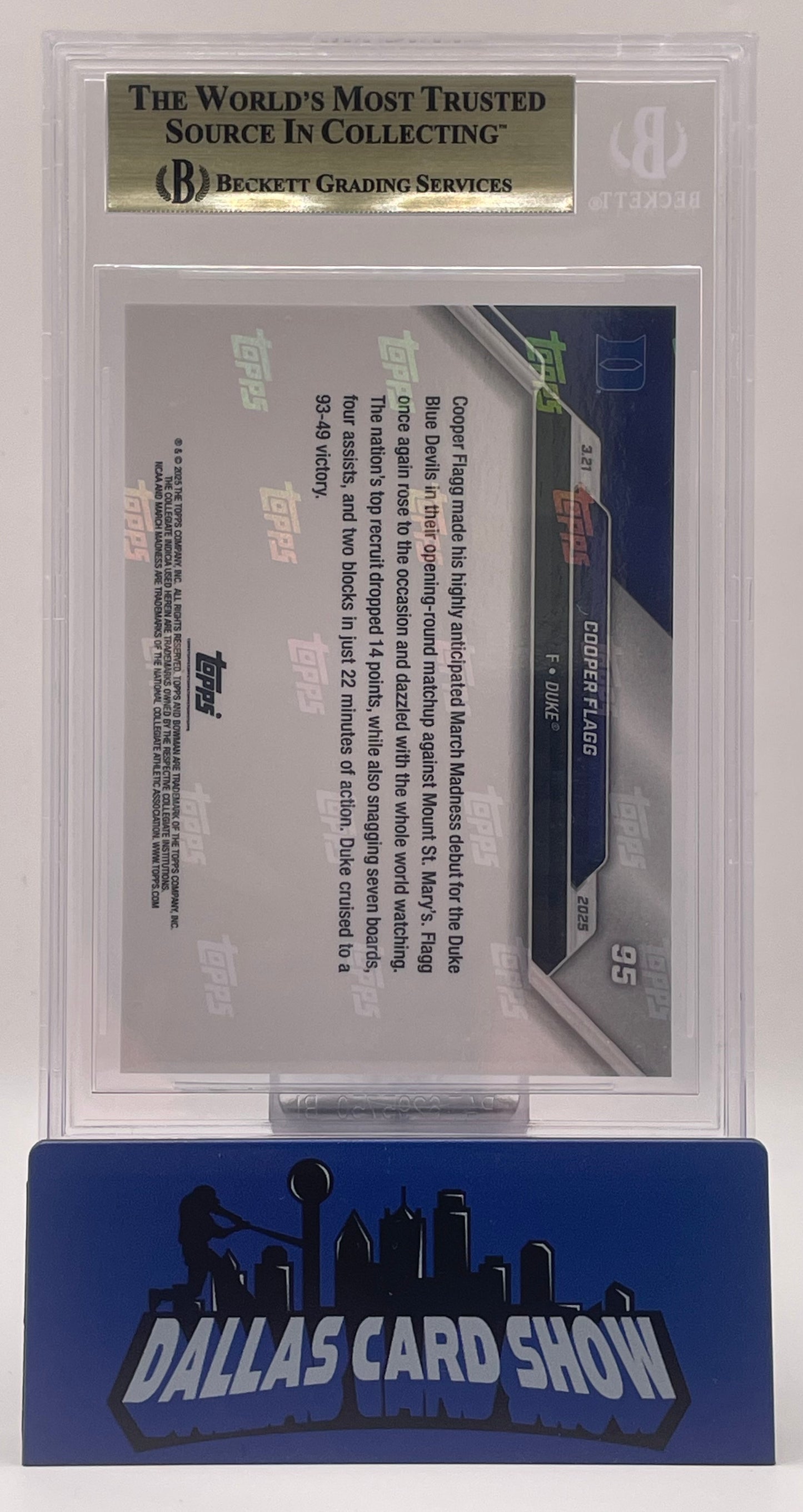 2024-25 Bowman University Now #95 Cooper Flagg /10989 BGS 10