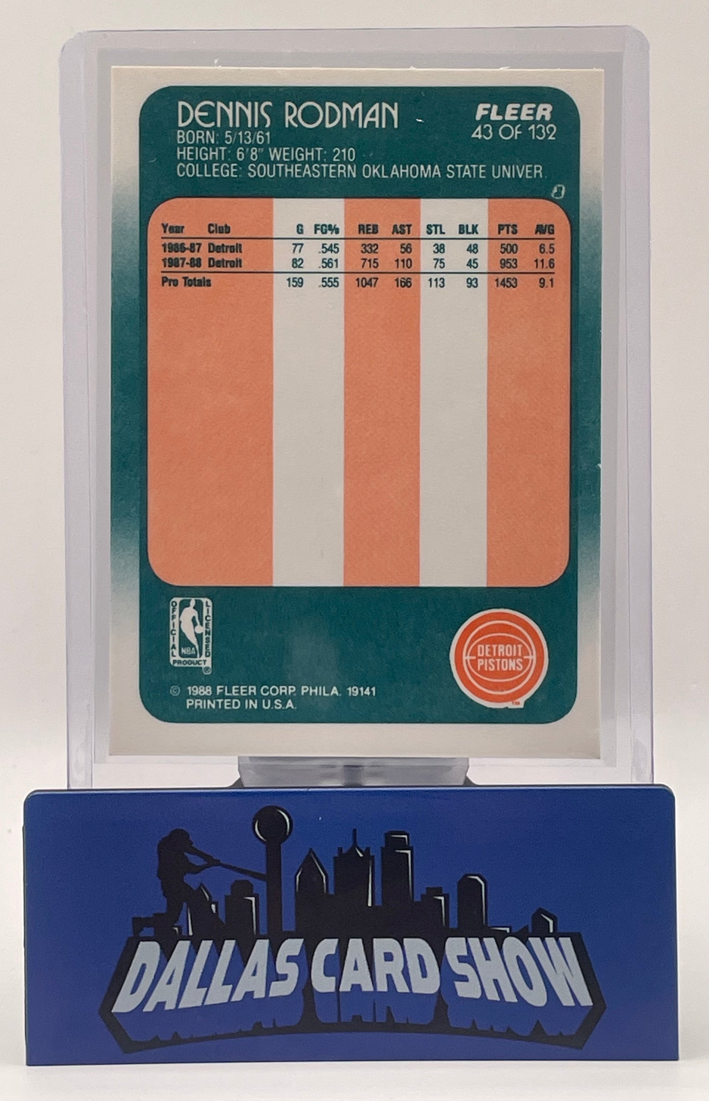 1988 Fleer Dennis Rodman Rookie #43