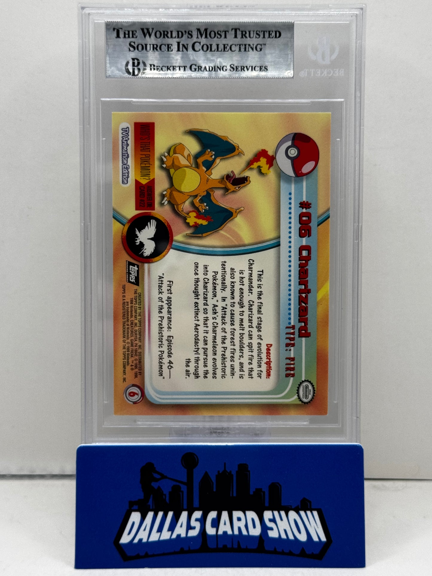 1999 Topps TV Animation Fourth Print Foil #6 Charizard BGS 9