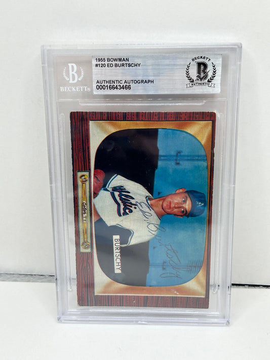 1955 Bowman Ed Burtschy #120 Auto Beckett Authenticated Deceased in 2004