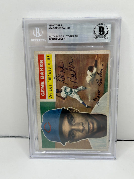 1956 Topps Gene Baker #142 Auto Beckett Authentic Deceased in 2005