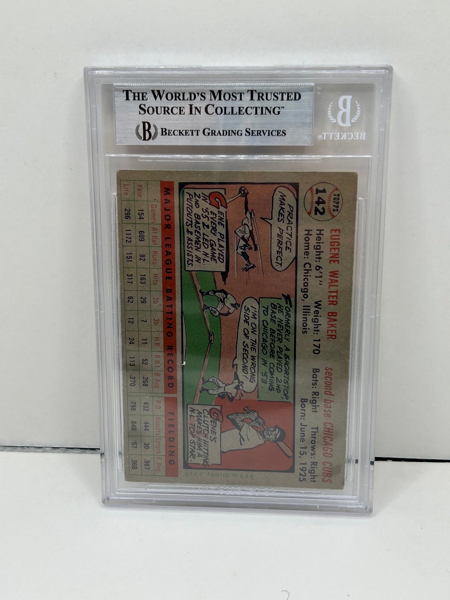1956 Topps Gene Baker #142 Auto Beckett Authentic Deceased in 2005
