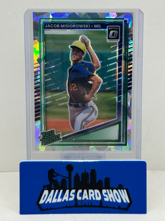 2025 Donruss Optic #128 Cracked Ice #25/25 Jacob Misiorowski