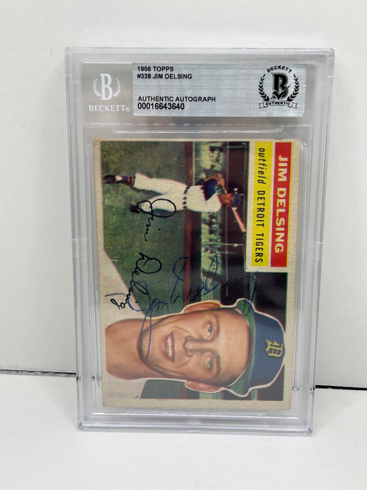 1956 Topps Jim Delsing #338 Auto Beckett Authenticated Deceased in 2006