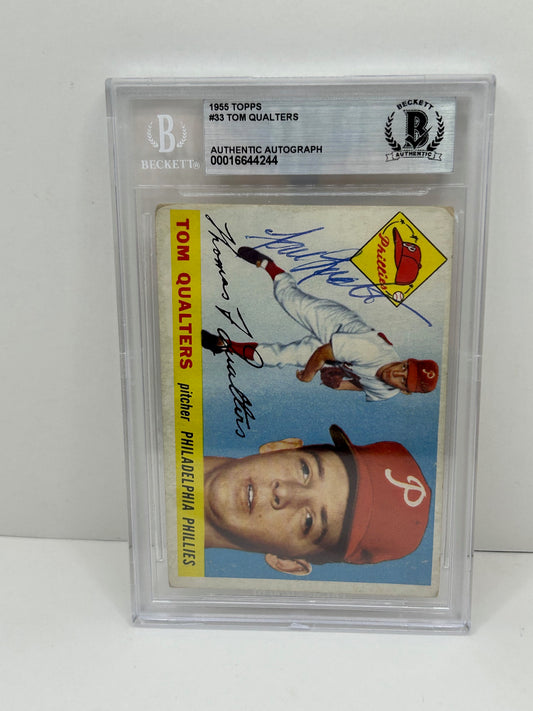 1955 Topps Tom Qualters #33 Auto Beckett Authentic Deceased in 2024