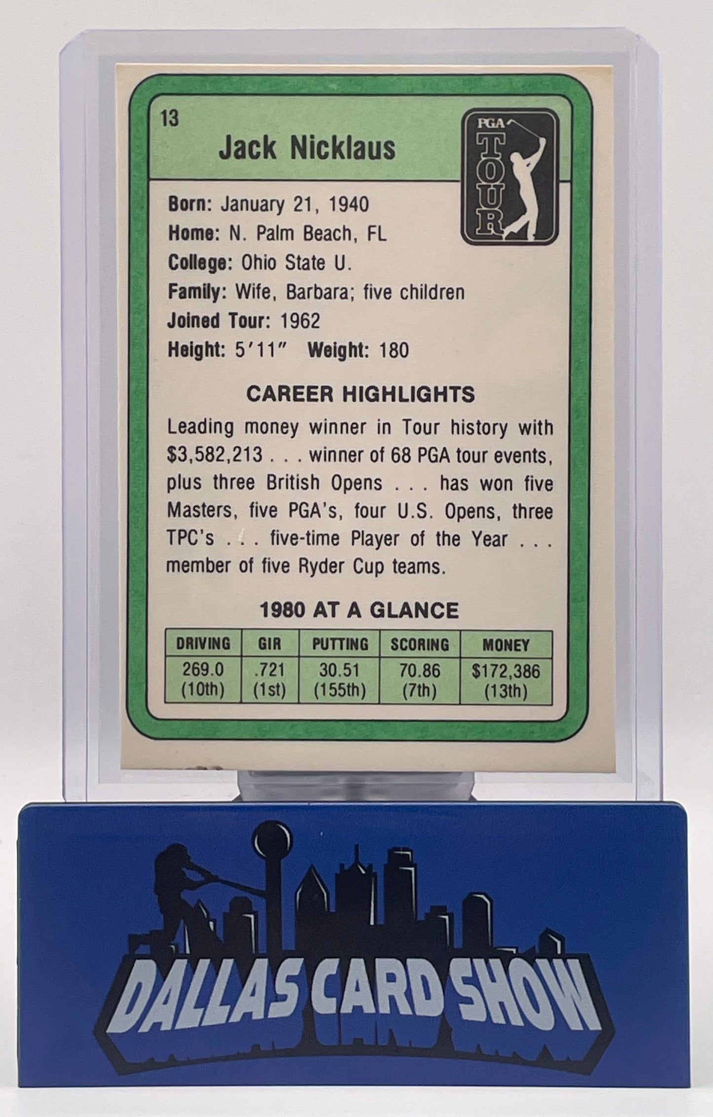 1981 Donruss Golf Stars Jack Nicklaus ROOKIE #13 EX