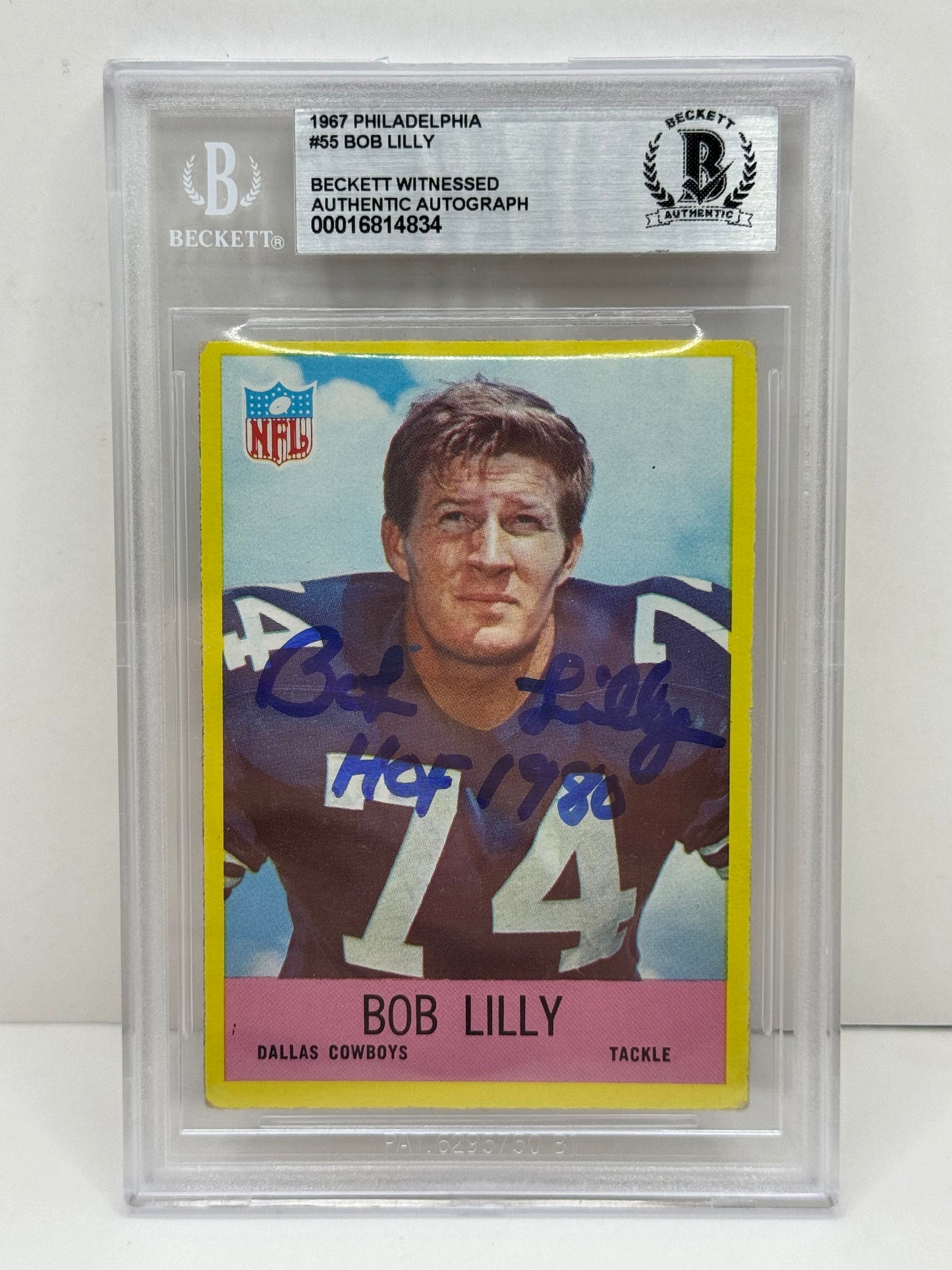 1967 Philadelphia Bob Lilly #55 Beckett Witnessed Beckett Authentic (4834)