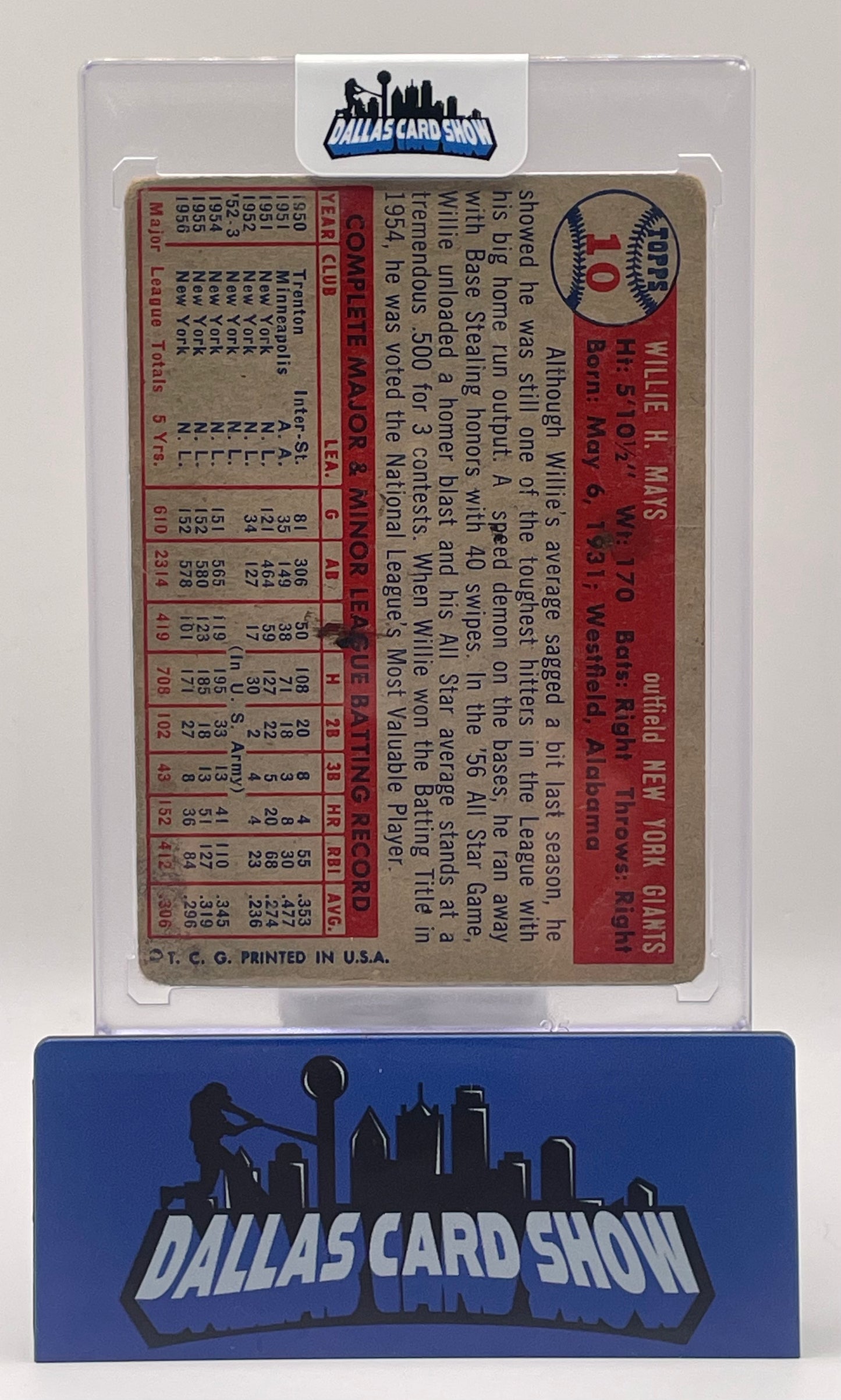 1957 Topps Willie Mays #10 Poor