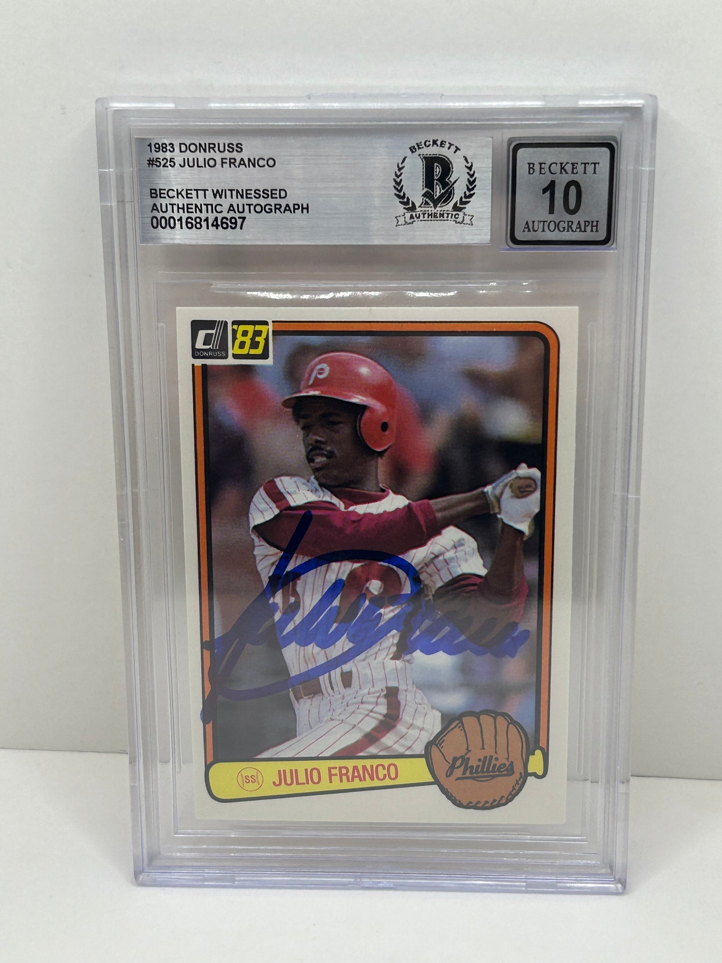 1983 Donruss Julio Franco #525 Auto Beckett Witnessed Beckett 10 Autograph (4697)