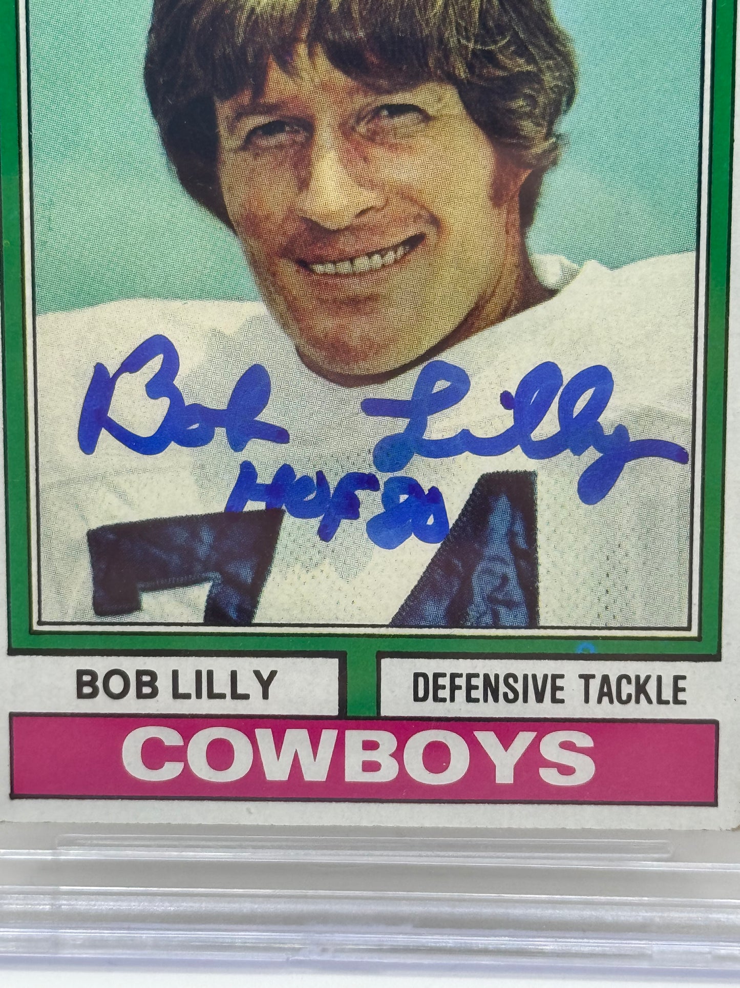 1974 Topps Bob Lilly #250 Beckett Witnessed Beckett 10 Autograph (4701)