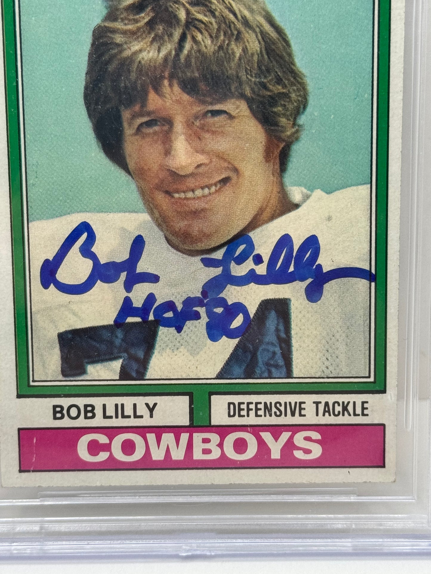 1974 Topps Bob Lilly #250 Beckett Witnessed Beckett 10 Autograph (3267)