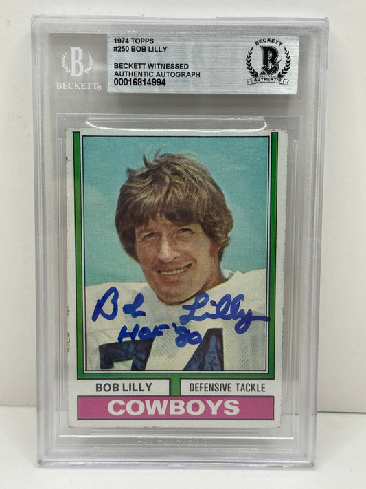1974 Topps Bob Lilly #250 Beckett Witnessed Beckett Authentic (4994)