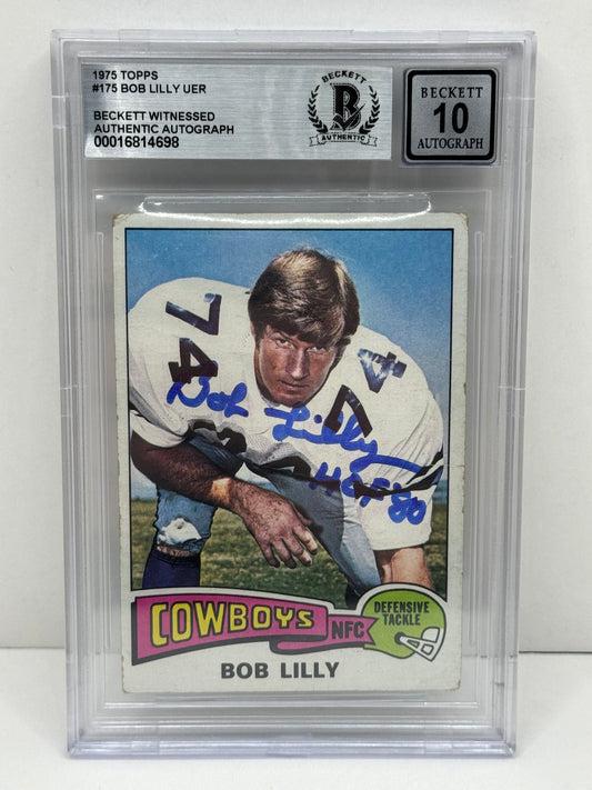 1975 Topps Bob Lilly UER Beckett Witnessed Beckett 10 Autograph (4698)