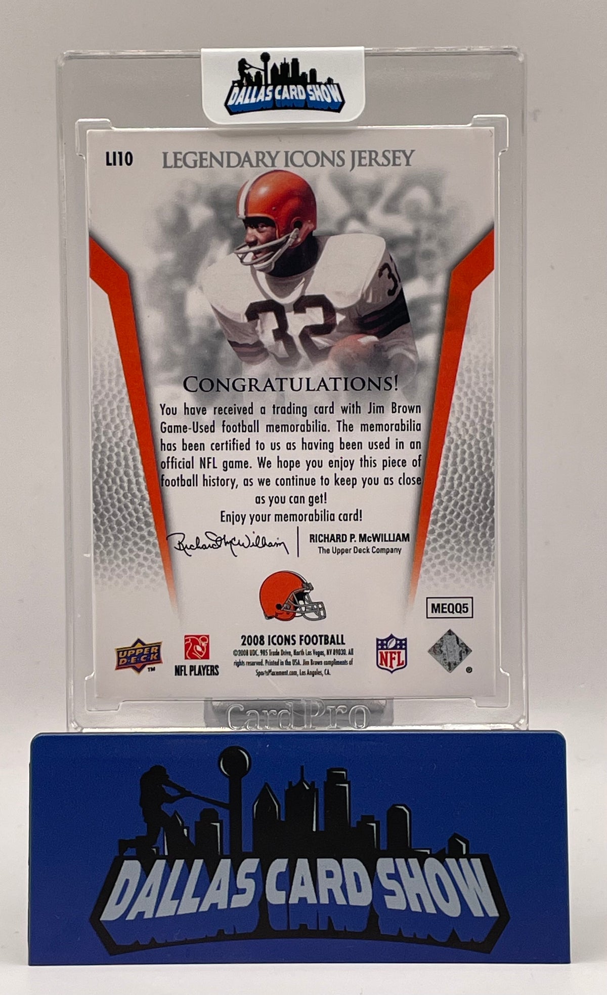 2008 Upper Deck Icons #LI10 Jim Brown Legendary Icons Relic /150