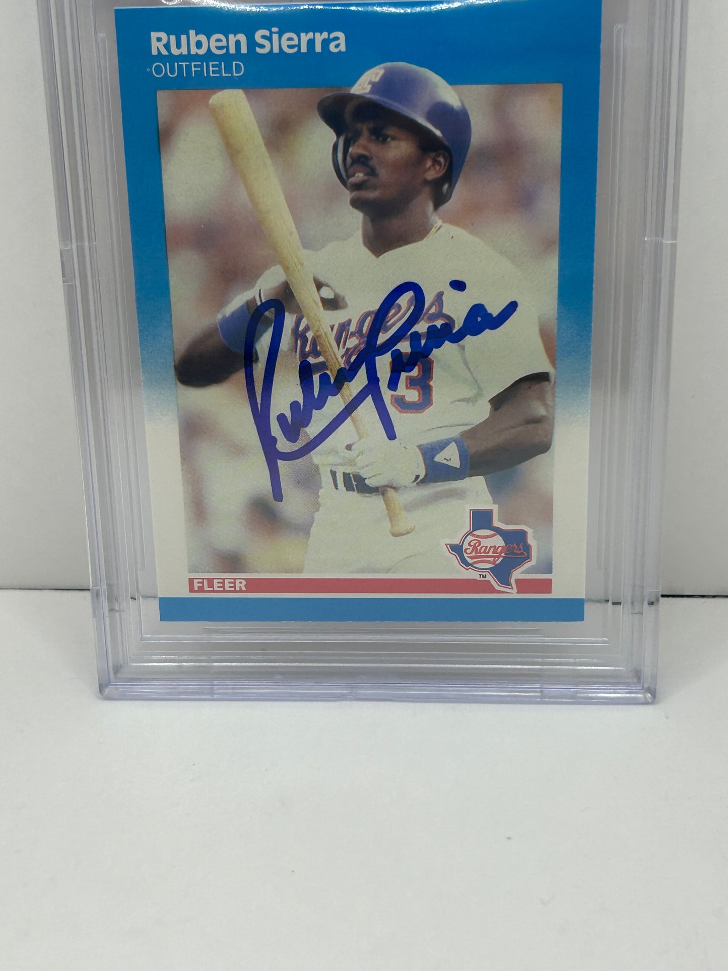 1987 Fleer Glossy Ruben Sierra #138 Auto Beckett Witnessed Beckett 10 Auto (4707)