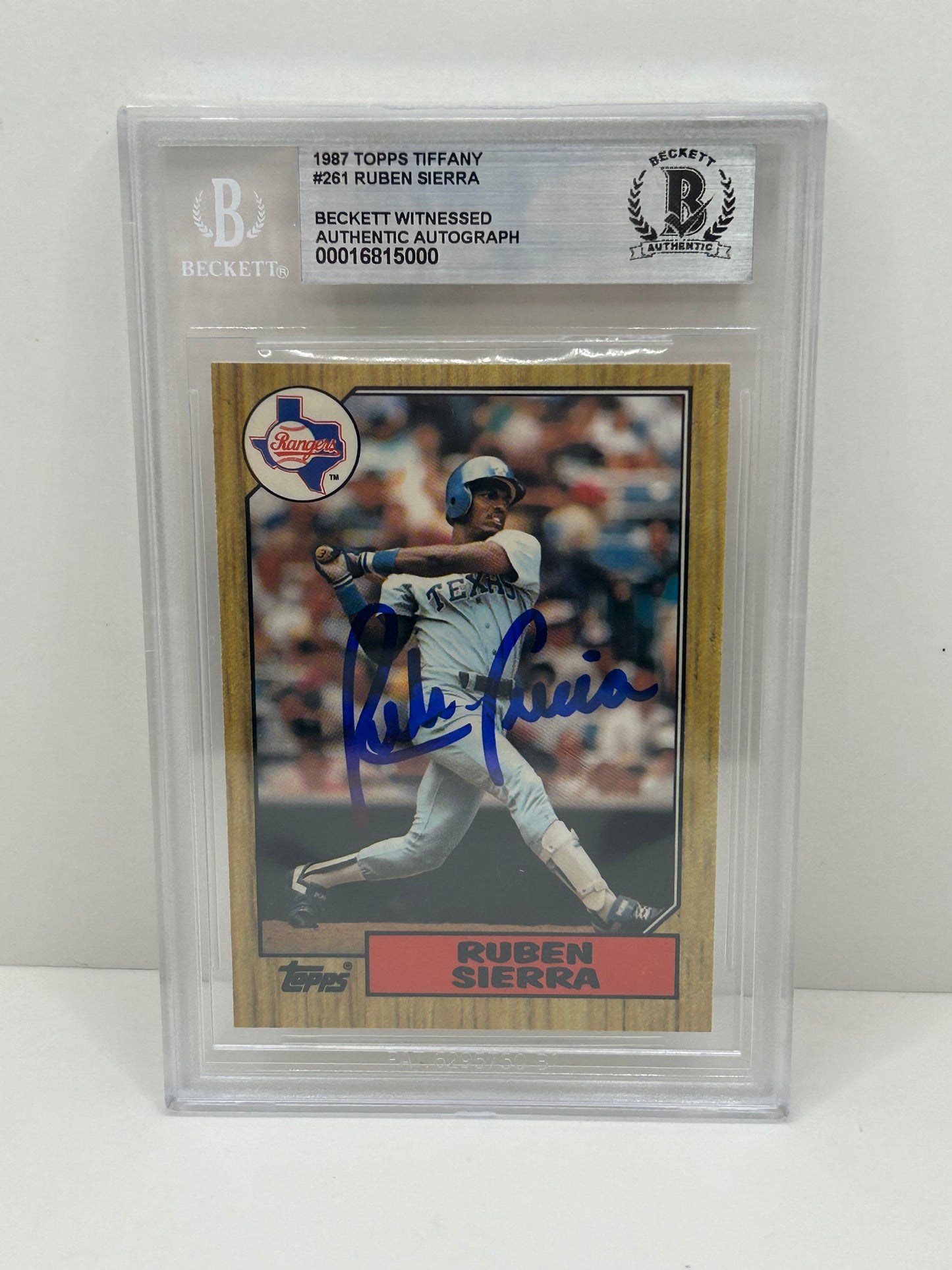1987 Topps Tiffany Ruben Sierra #261 Auto Beckett Witnessed Beckett Authentic (5000)