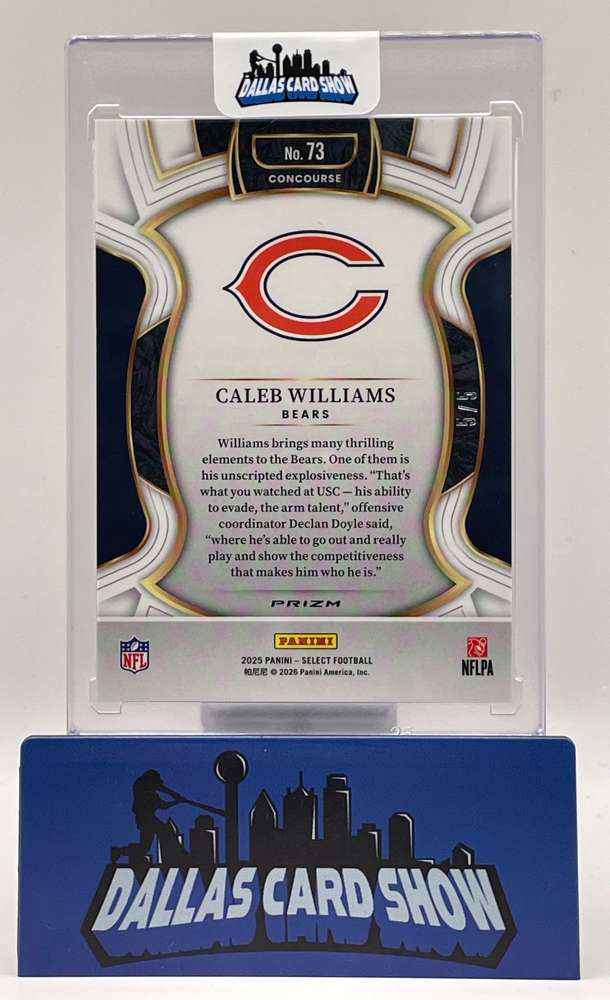2025 Panini Select No Huddle #73 Caleb Williams Green /5 Bears