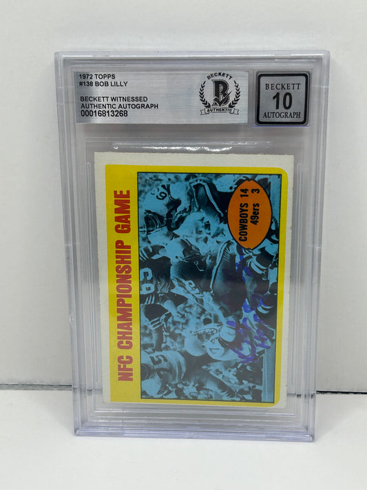 1972 Topps Bob Lilly #138 Auto Beckett 10 Autograph (3268)
