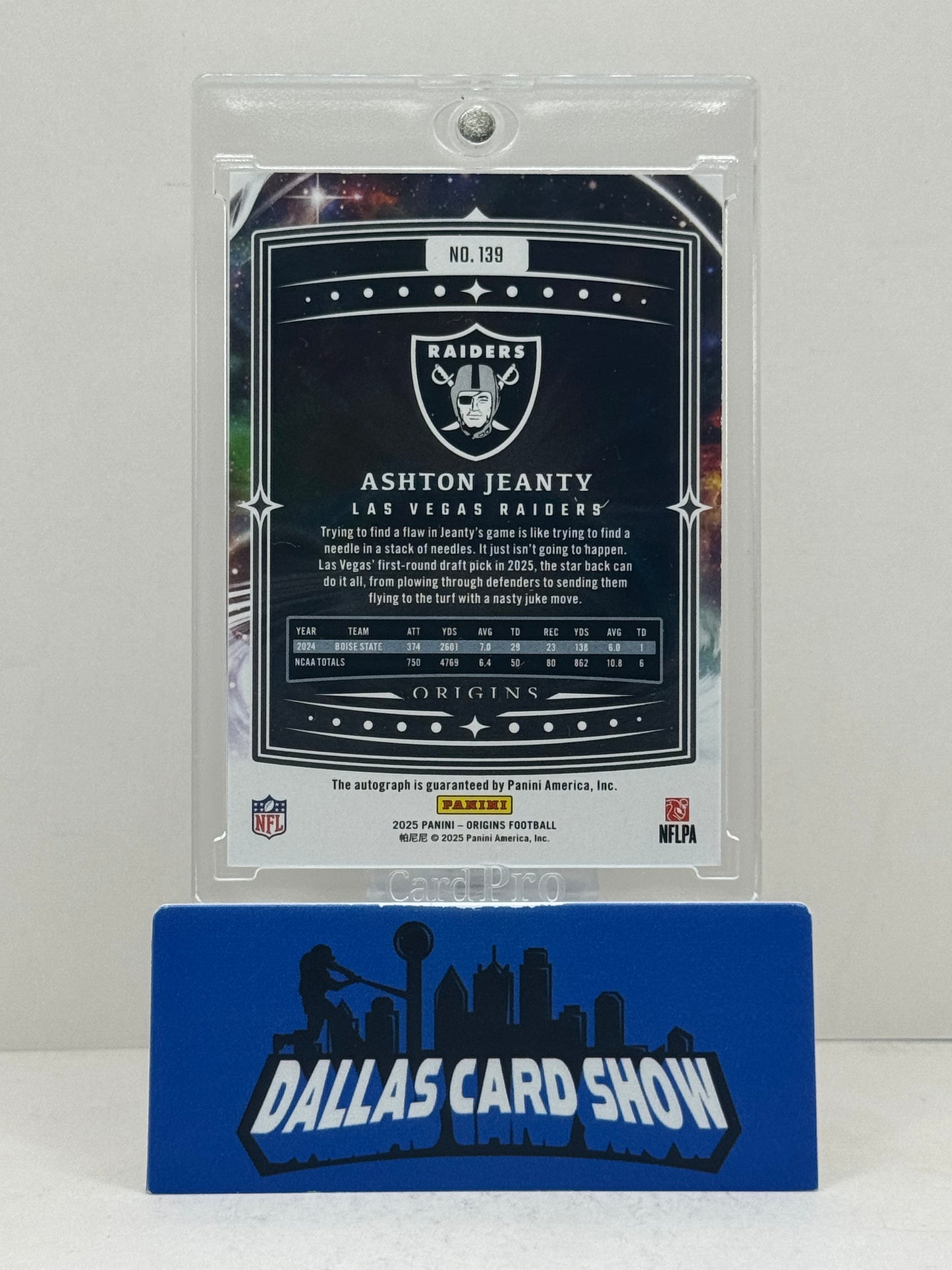 2025 Panini Origins #139 Ashton Jeanty Rookie Autograph /49 Las Vegas Raiders